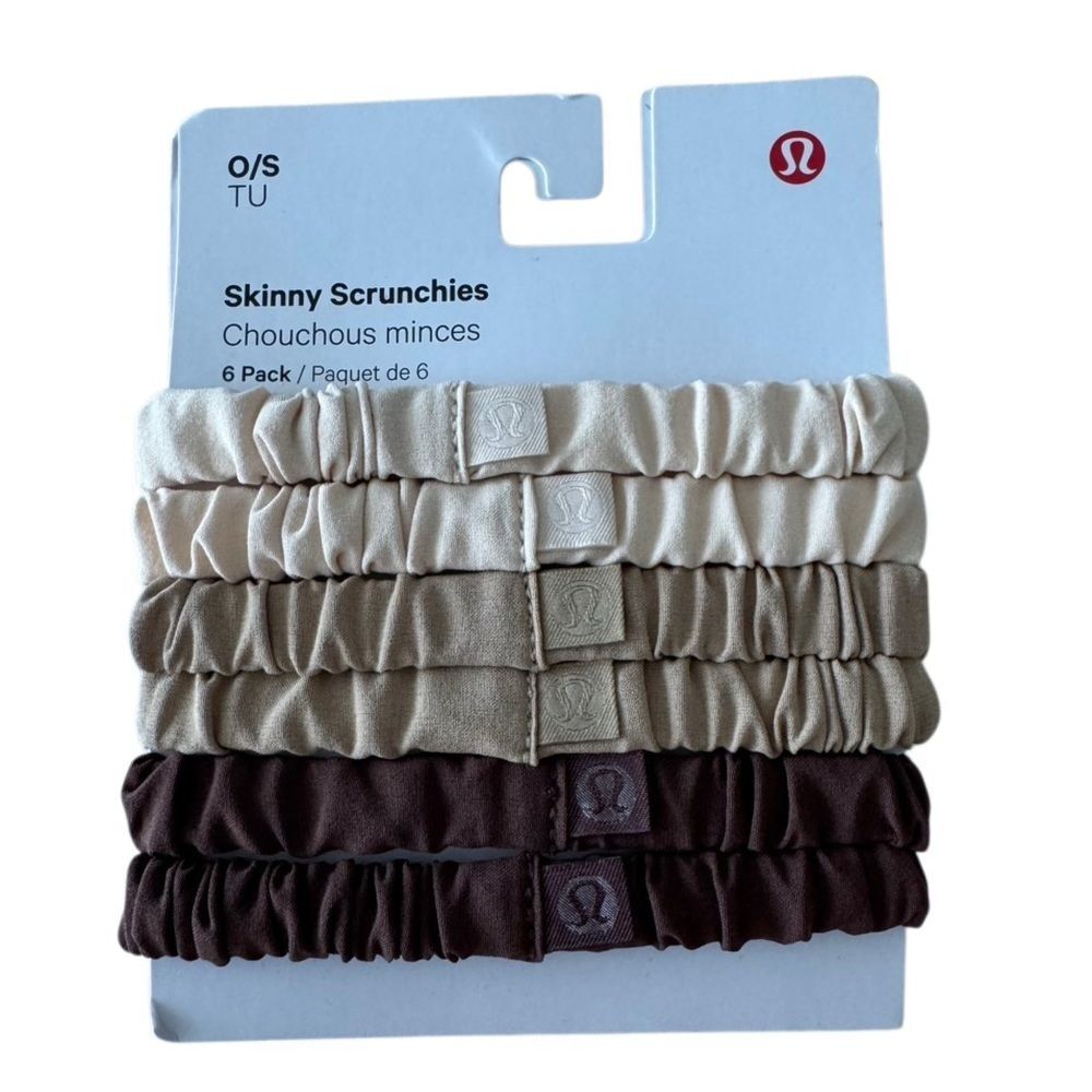 Lululemon Skinny Scrunchies 6 Pack Java/Java/Gleam/Gleam/Pale Linen/Pale Linen - Picture 6 of 10